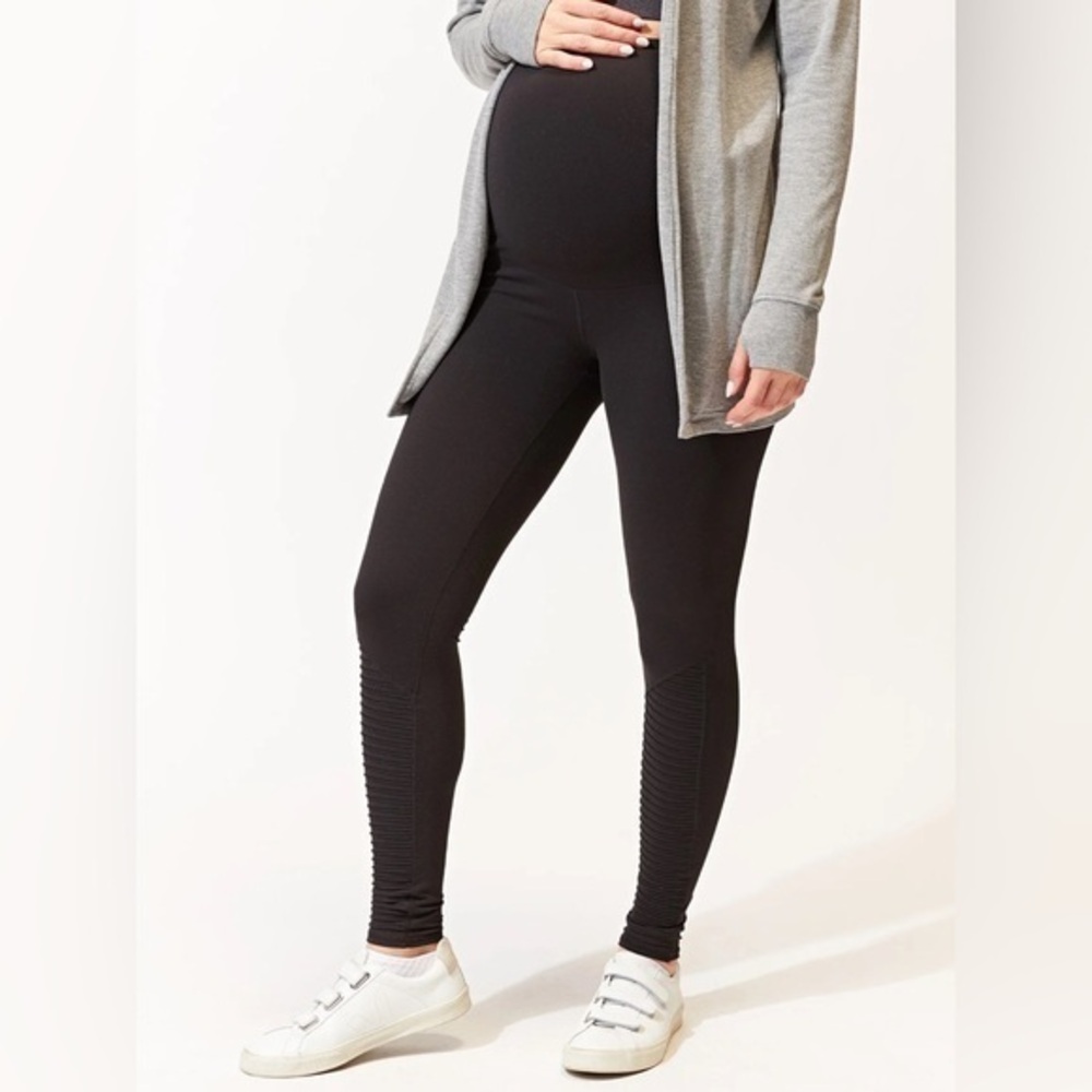 Threads 4 Thought Diaz Moto Maternity Leggings in Black Size Medium NWT